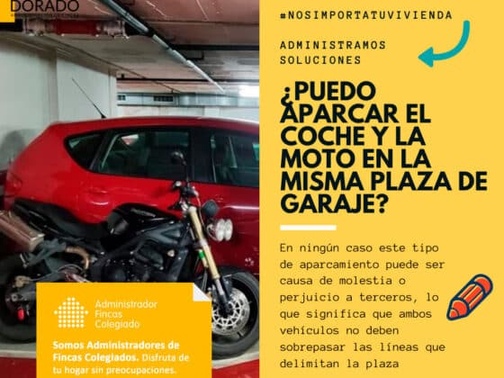 puedo aparcar el coche y la moto en la misma plaza de garaje Dorado administracion y gestion de fincas